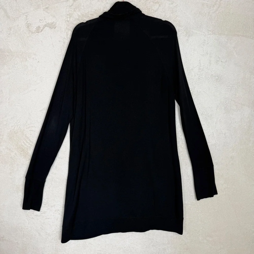 Athleta Purana Magnetic Wrap Cardigan Pockets Size Medium Black Minimalist
